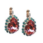 Mariana Earrings Lovely Rose Peach & Blue Zircon Austrian Crystals My Treasures Coll.