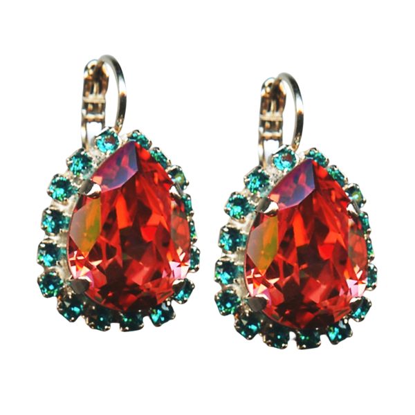 Mariana Earrings Luscious Padparadscha & Blue Zircon Austrian Crystals My Treasures Coll.