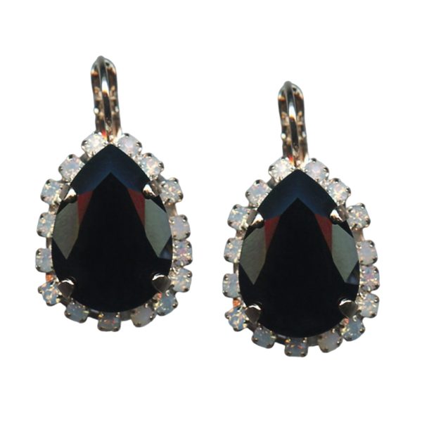 Mariana Earrings Soulful Jet Black & White Opal Austrian Crystals My Treasures Coll.