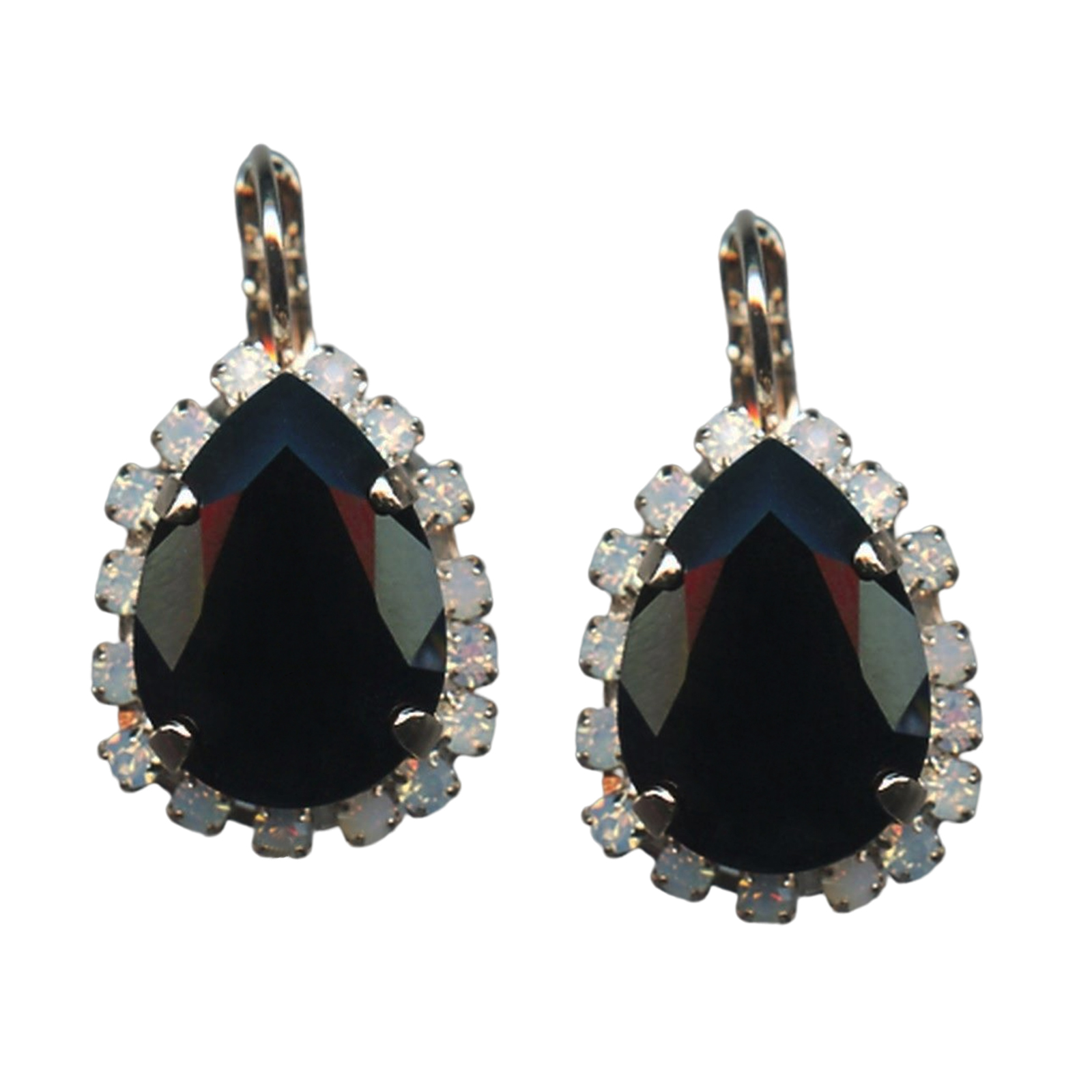 E-1098-3-234280-RG6(1) Mariana Earrings Soulful Jet Black & White Opal Austrian Crystals My Treasures Coll. - Image 1