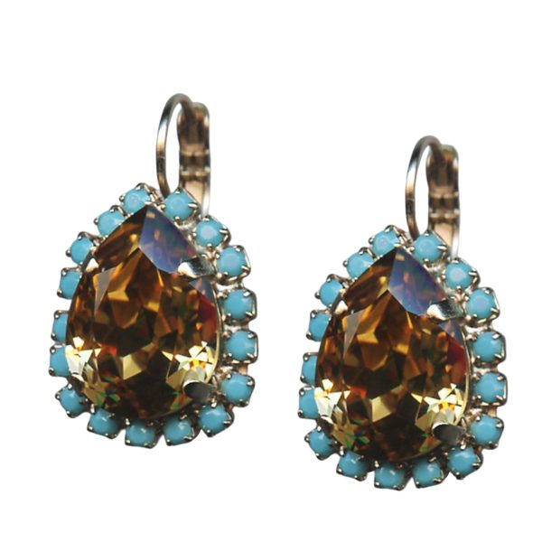 Mariana Earrings Glamorous Lt Colorado Topaz & Turquoise Austrian Crystals My Treasures Coll.