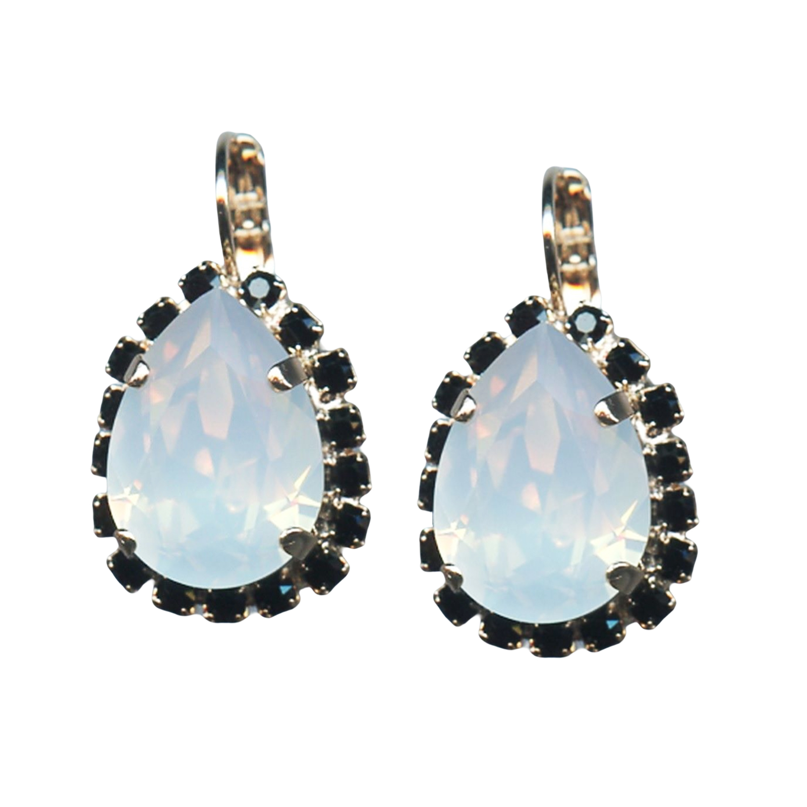 E-1098-3-280234-RG6(1) Mariana Earrings Classy White Opal & Jet Black Austrian Crystals My Treasures Coll. - Image 1