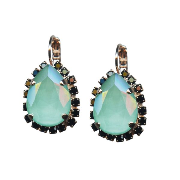 Mariana Earrings Fashionable Mint Green & Jet Black Austrian Crystals My Treasures Coll.