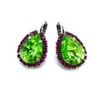 Mariana Earrings Adorable Peridot & Fuchsia Austrian Crystals Cuba Caribbean Life Coll.