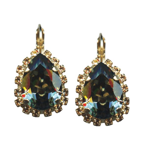 Mariana Earrings Elegant Black Diamond & Topaz Austrian Crystals Vintage Lace Songbook Coll.