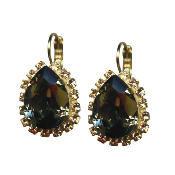 Mariana Earrings Classy Black Diamond & Golden Shadow Austrian Crystals My Treasures Coll.