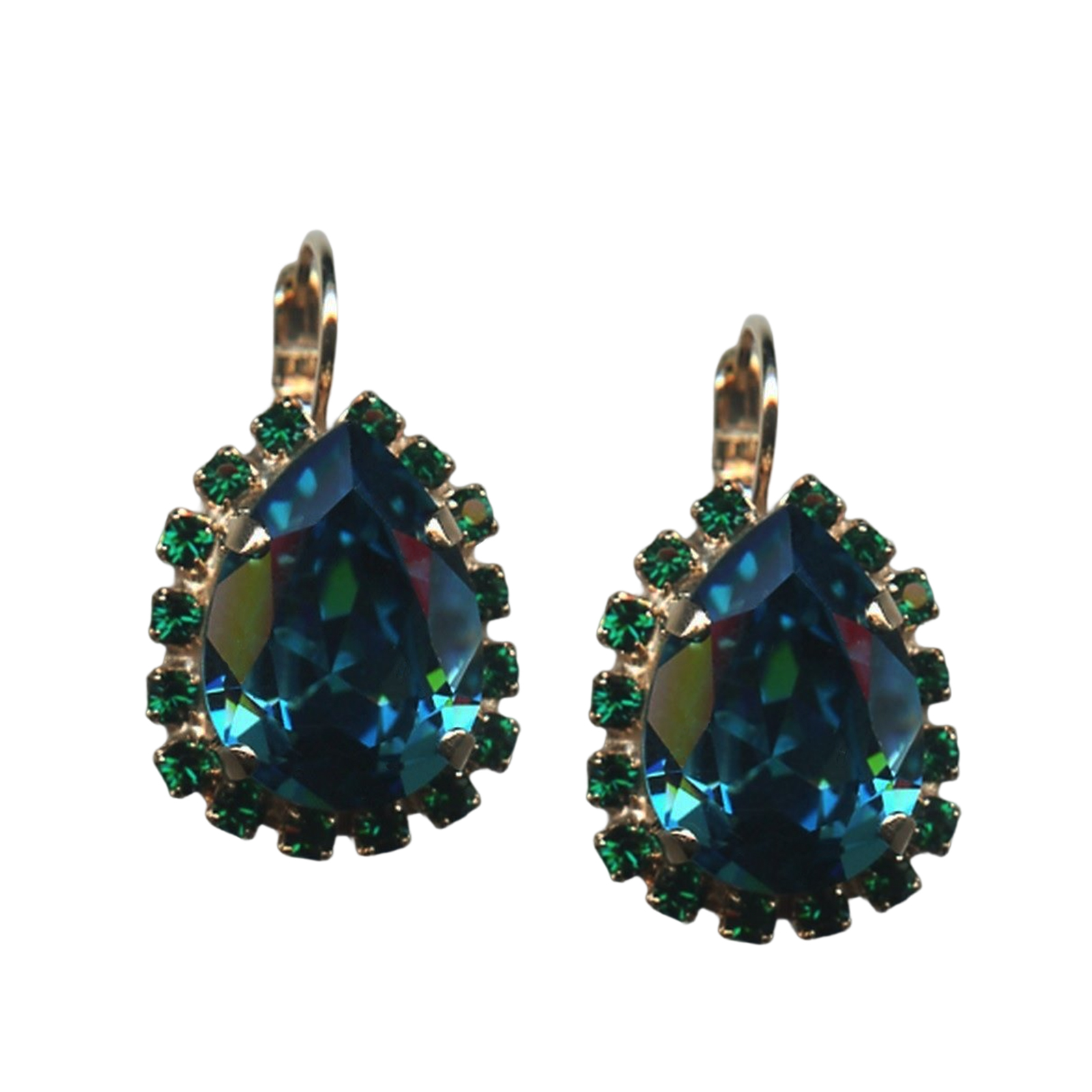 E-1098-3-379205-RG6(1) Mariana Earrings Exude Elegance Indicolite & Emerald Austrian Crystals My Treasures Coll. - Image 1