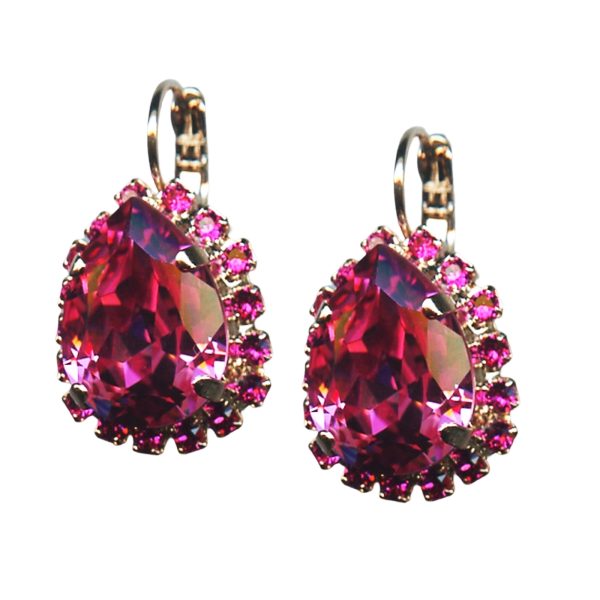 Mariana Earrings Sassy Fuchsia & Rose Austrian Crystals Saba Caribbean Life Coll.
