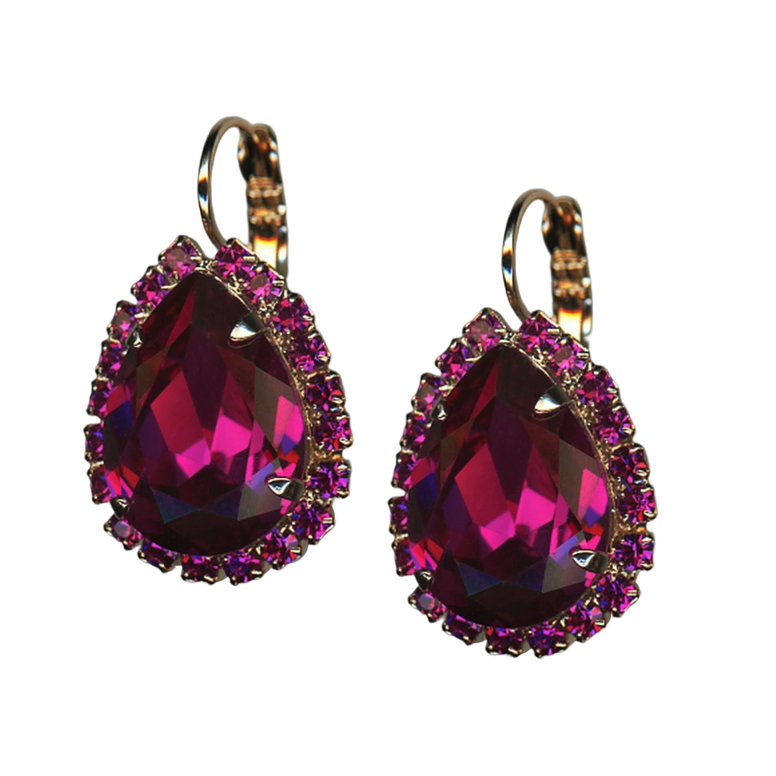 E-1098-3-502502-RG6(1) Mariana Earrings Sassy Fuchsia Austrian Crystals My Treasures Coll. - Image 1