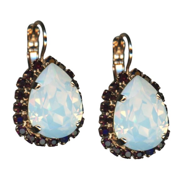Mariana Earrings Alluring White Opal & Burgundy Austrian Crystals My Treasures Coll.