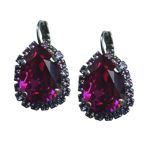 Mariana Earrings Lovely Fuchsia & Tanzanite Austrian Crystals My Treasures Coll.