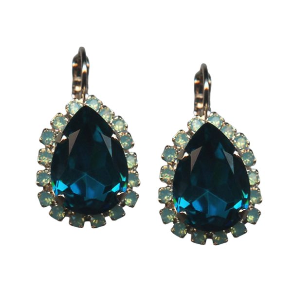 Earrings By Mariana Caribbean Life Coll. Gorgeous Blue Zircon & Pacific Opal Swarovski Crystals