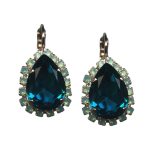 Earrings By Mariana Caribbean Life Coll. Gorgeous Blue Zircon & Pacific Opal Swarovski Crystals - Image 3