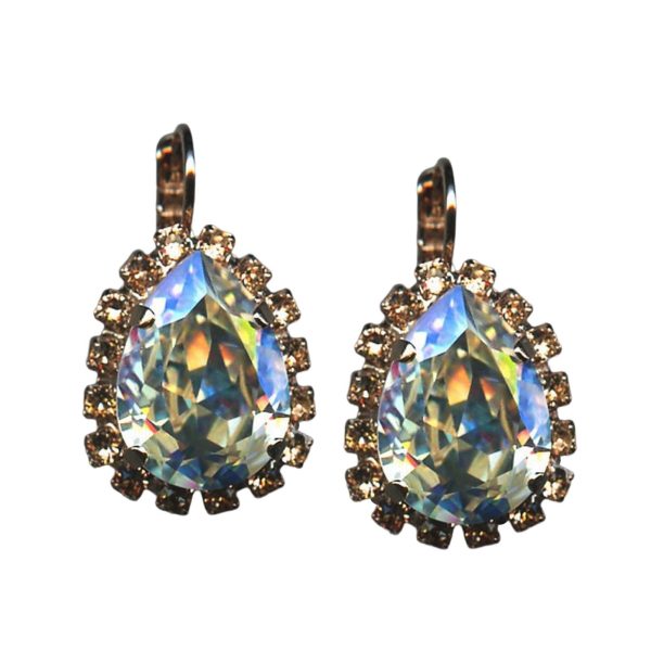 Mariana Earrings Adorable Moonlight & Lt Amber Austrian Crystals Moon Dance Songbook Coll.