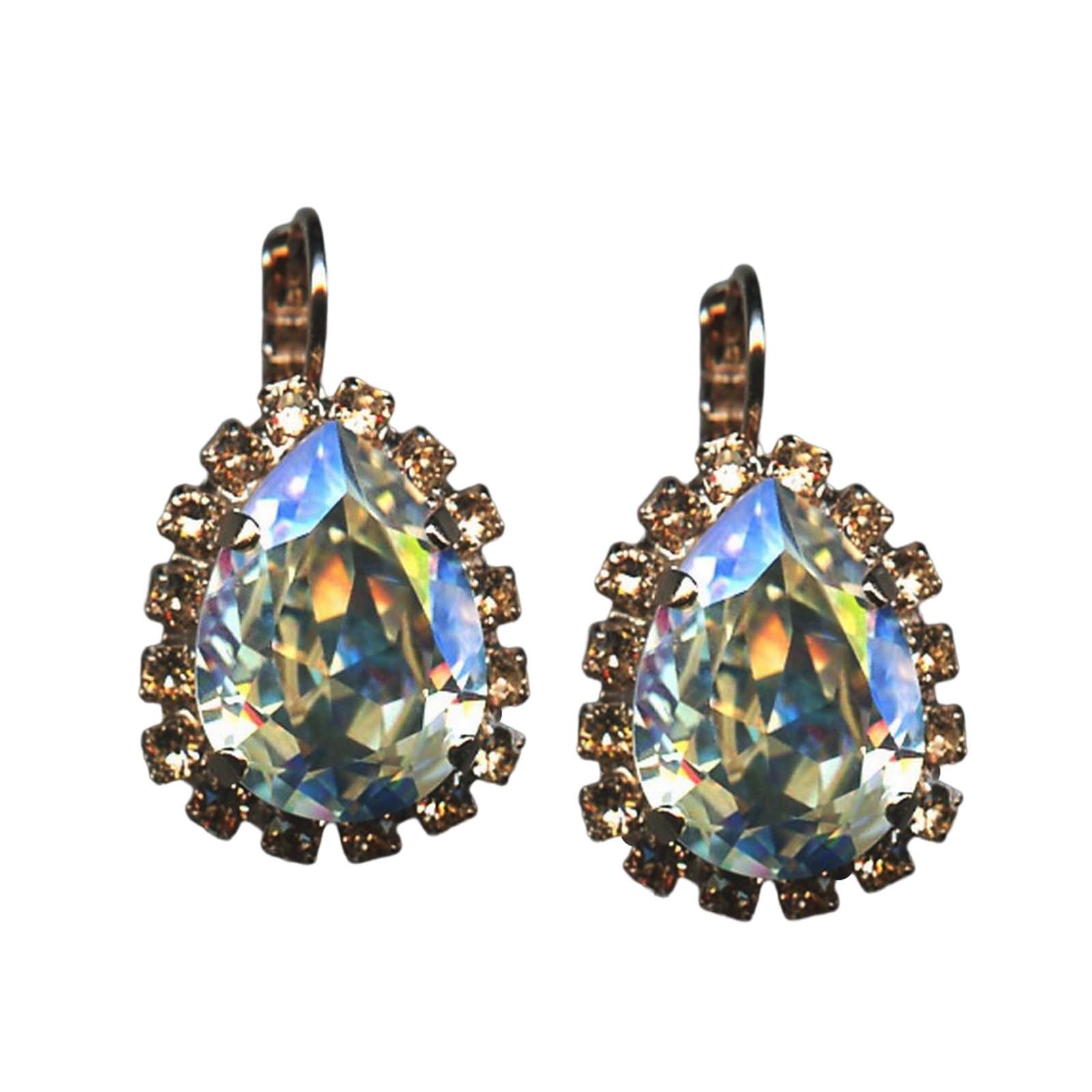 E-1098-3-MOL361-RG6(1) Mariana Earrings Adorable Moonlight & Lt Amber Austrian Crystals Moon Dance Songbook Coll. - Image 1