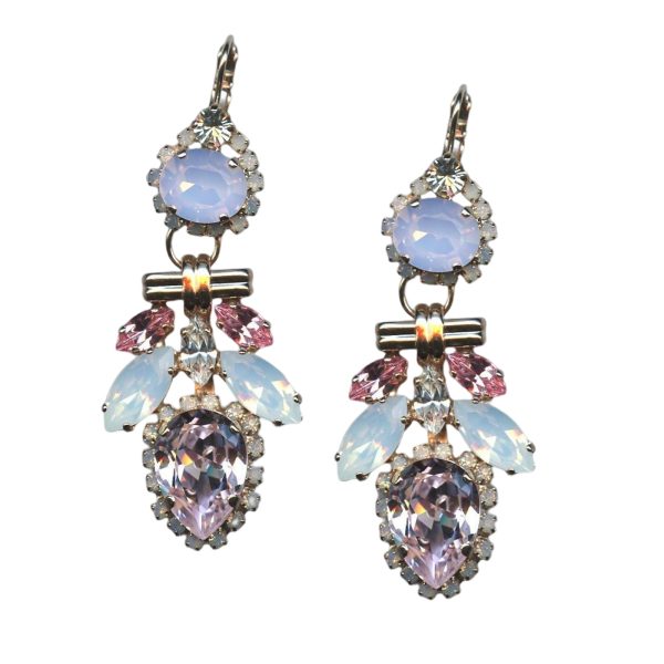 Mariana Earrings Lovely Opals, Clear, Rose, & Vintage Rose Austrian Crystals Cherry Blossom Silk Road Coll.