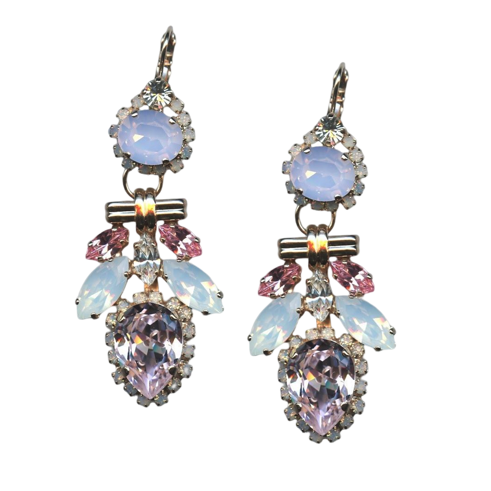 E-1098-4-1046-YG6(1) Mariana Earrings Lovely Opals, Clear, Rose, & Vintage Rose Austrian Crystals Cherry Blossom Silk Road Coll. - Image 1