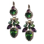 Mariana Earrings Exquisite Forest Green, Amethyst, & Clear Austrian Crystals Tigris Silk Road Coll. - Image 2