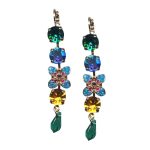 Earrings By Mariana Multi Tier in Emerald and Blue Opal Swarovski Crystals - Image 3