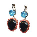 Mariana Earrings Glamorous Jet Black, Orange Opal, & Lt Blue Austrian Crystals St Barts Caribbean Life Coll. - Image 3