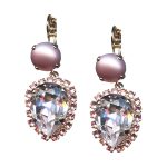 Mariana Earrings Lovely Powder Rose & Lt Rose Austrian Crystals Antigua Caribbean Life Coll. - Image 2