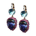 Mariana Earrings Classy Tanzanite, Fuchsia, & Aquamarine Austrian Crystals Cuba Caribbean Life Coll. - Image 3