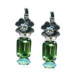 Mariana Earrings Gorgeous Floral Aquamarine, Peridot, & Chrysolite Opal Austrian Crystals Mojito Cocktail Hour Coll. - Image 3