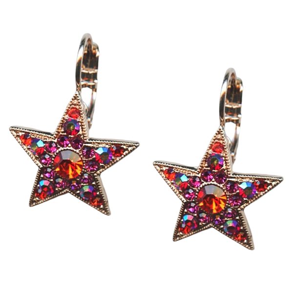 Earrings By Mariana Woman Sassy Star Hyacinth and Fuchsia Swarovski Crystals