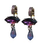 Mariana Earrings Navette Amethyst, Tanzanite, & Cyclamen Opal Austrian Crystals My Treasures Coll. - Image 2