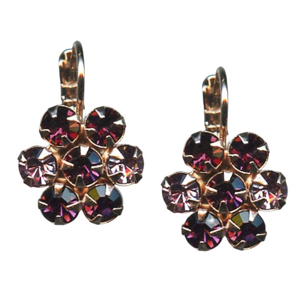 Mariana Earrings Dainty Floral in Purples Austrian Crystals Bohemian Rhapsody Songbook Coll.