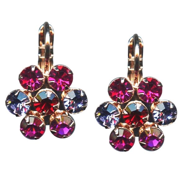 Mariana Earrings Stunning Floral in Ruby, Fuchsia, & Tanzanite Austrian Crystals Xenia Odyssey Coll.