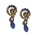 Earrings By Mariana Woman Dangling Olivine and Golden Shadow Swarovski Crystals - Image 3