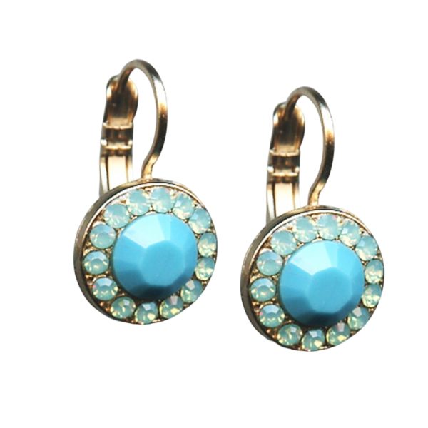 Mariana Earrings Beautiful Turq & Chrysolite Opal Austrian Crystals Bahamas Caribbean Life Coll.