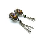 Mariana Earrings Dangling Vitrail Med, Marbled Stone, & Drk Gray Pearl Austrian Crystals Vintage Lace Songbook Coll. - Image 3