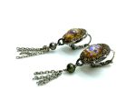 Mariana Earrings Dangling Vitrail Med, Marbled Stone, & Drk Gray Pearl Austrian Crystals Vintage Lace Songbook Coll. - Image 2