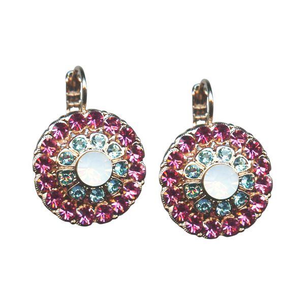 Mariana Earrings Lovely Lt Rose, Aquamarine, & White Opal Austrian Crystals Margarita Cocktail Hour Coll.