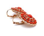 Earrings By Woman Flower Shape Orange Swarovski Crystals - Image 3