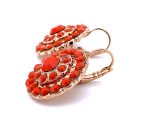 Earrings By Woman Flower Shape Orange Swarovski Crystals - Image 2