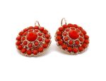 Earrings By Woman Flower Shape Orange Swarovski Crystals