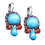 Mariana Earrings Precious Howlite Turq Mineral & Siam Austrian Crystals My Treasures Coll. - Image 3