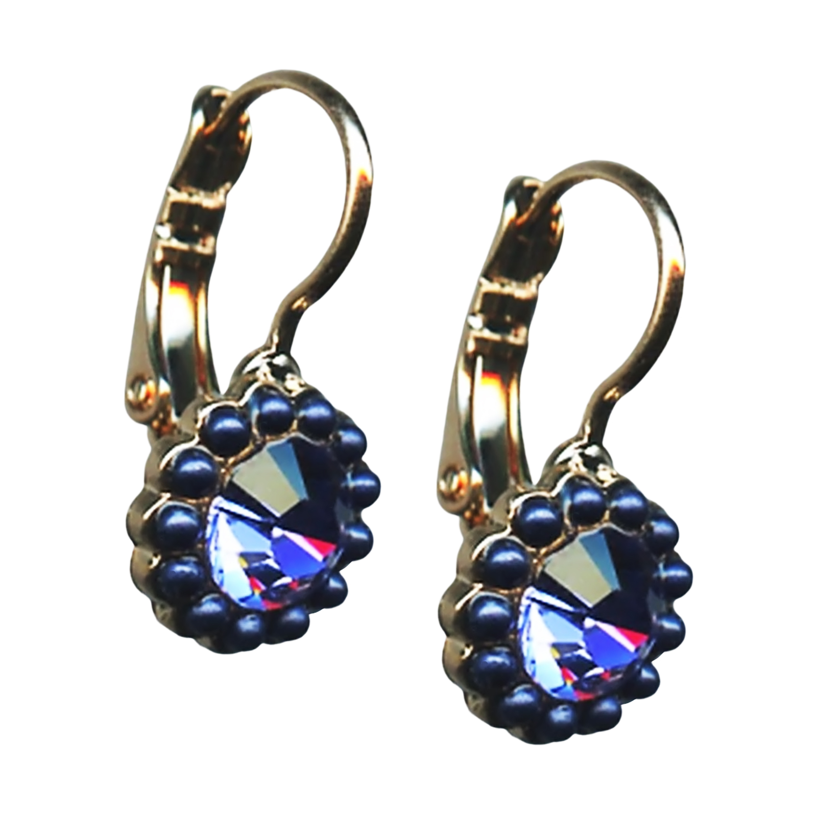 E-1133-1026-RG6(1) Mariana Earrings Sophisticated Tanzanite & Marbled Blue Austrian Crystals Electra Odyssey Coll. - Image 1