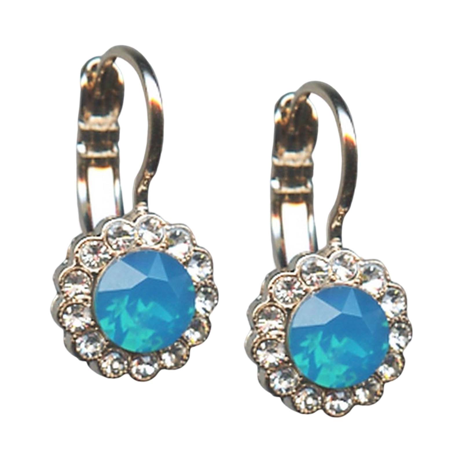 E-1133-1041-YG6(1) Mariana Earrings Charming Caribbean Blue Opal & Clear Austrian Crystals Zhang Silk Road Coll. - Image 1