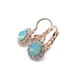 Earrings By Mariana Pina Colada Cocktail Hour Coll. Exquisite Clear & Pacific Opal Austrian Crystals - Image 3