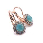 Earrings By Mariana Pina Colada Cocktail Hour Coll. Exquisite Clear & Pacific Opal Austrian Crystals - Image 2