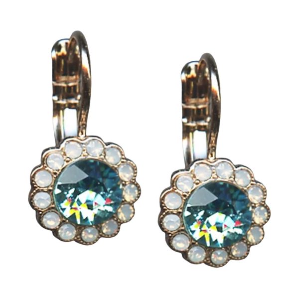 Mariana Earrings Fashionable White Opal & Aqua Blue Austrian Crystals Margarita Cocktail Hour Coll.