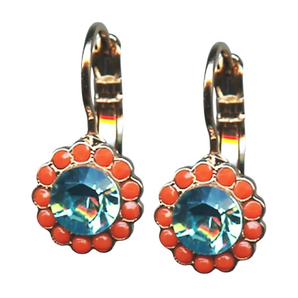 Mariana Earrings Charming Aquamarine & Coral Austrian Crystals Serengeti Africa Coll.