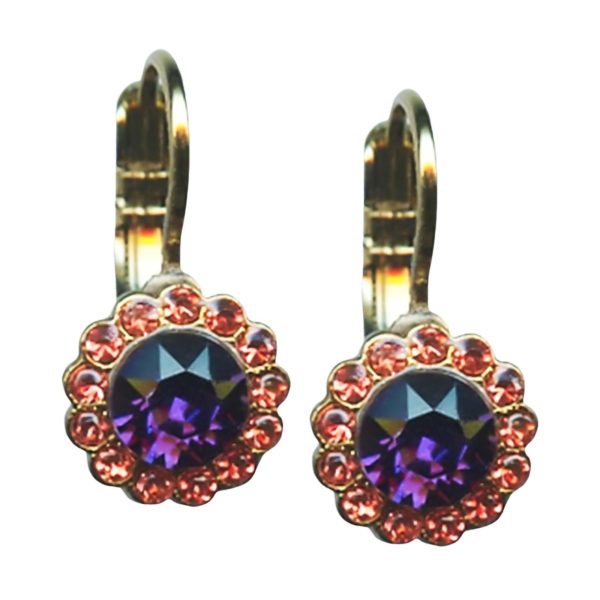 Mariana Earrings Alluring Purple Velvet & Peach Austrian Crystals Xenia Odyssey Coll.