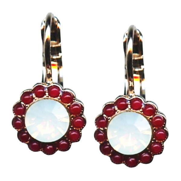 Earrings By Mariana Woman Lustrous Red Coral and Opal Swarovski Crystals
