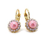 Earrings By Mariana Woman Chic Pink Coral and Rose Opal Swarovski Crystals
