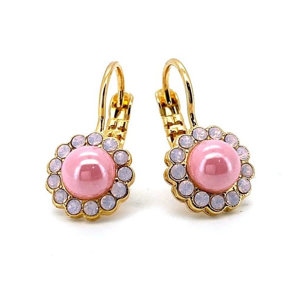 Earrings By Mariana Woman Chic Pink Coral and Rose Opal Swarovski Crystals